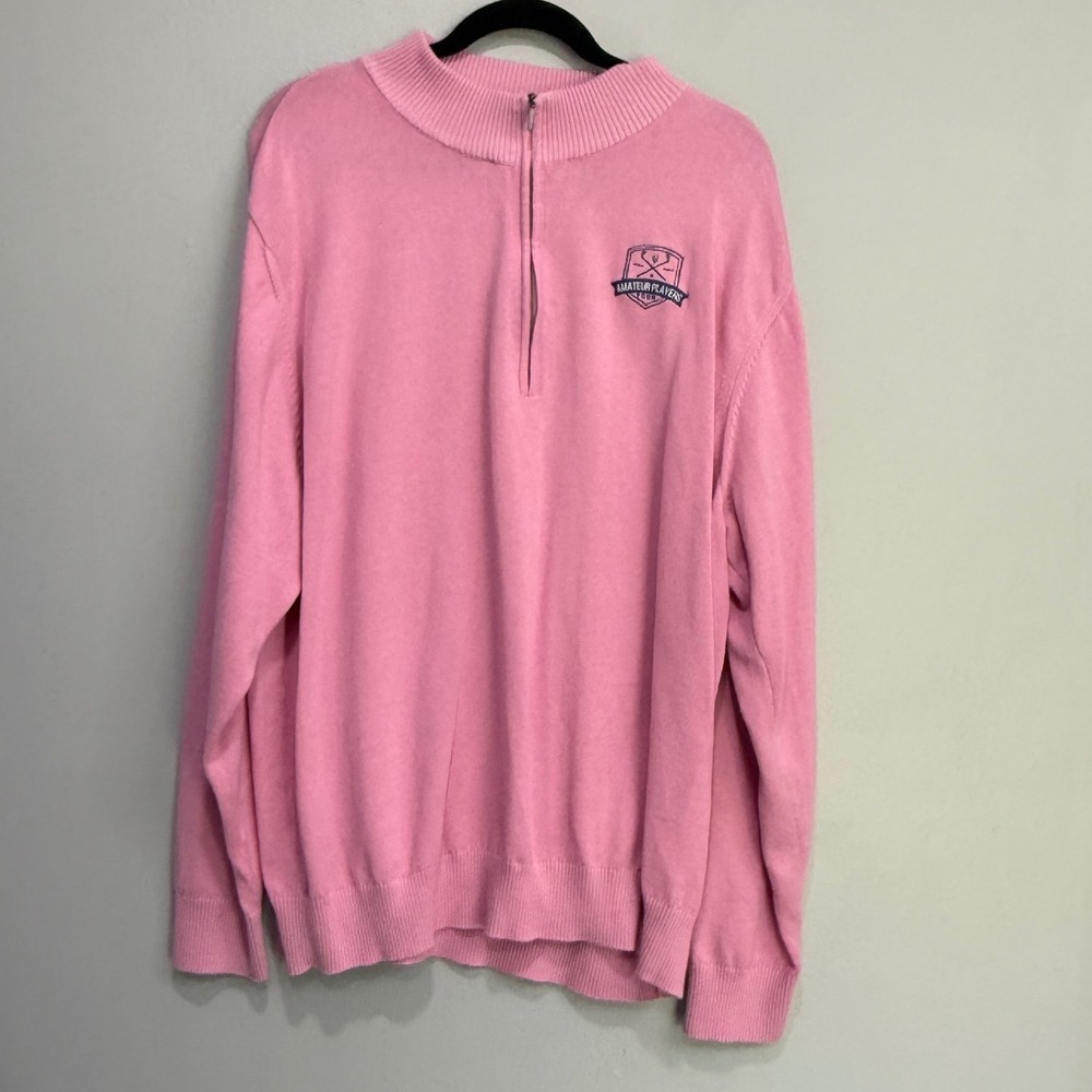 Turtleson Mens 2XL Pink Pima Cotton Blend Amateur Players Tour Quarter Zip